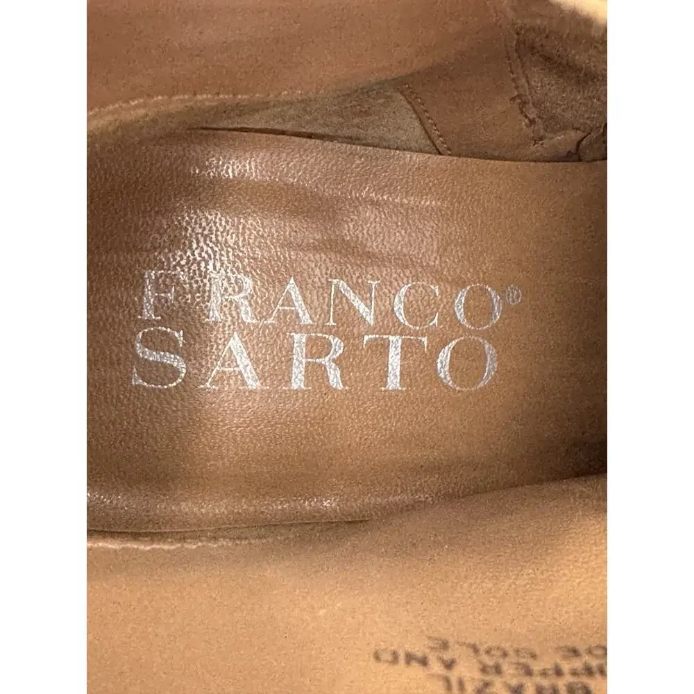 Franco Sarto Women’s Brown Leather Ankle Bootie Zip Side Buckle Sz 9M